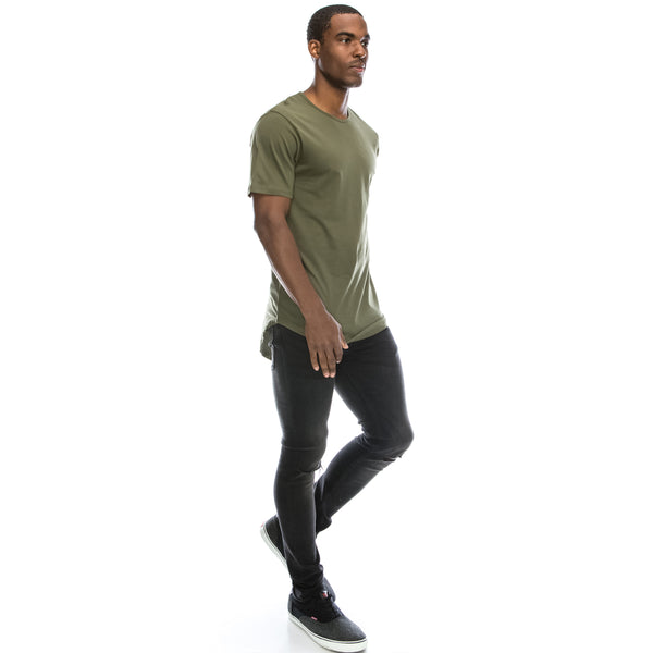 Drop Cut Longline T-Shirt (Military Green)