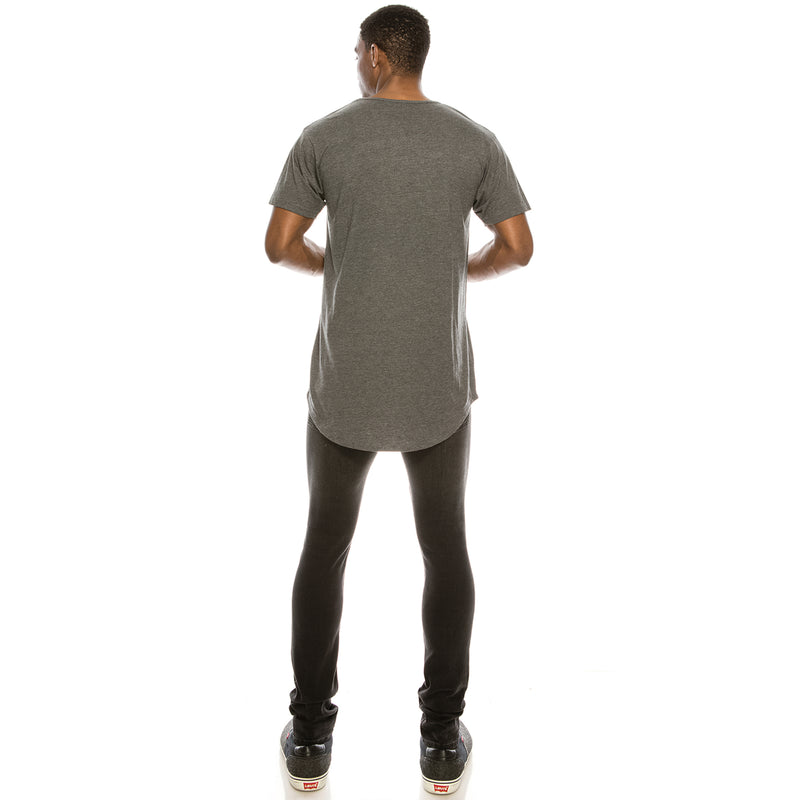 Drop Cut Longline T-Shirt (Charcoal)