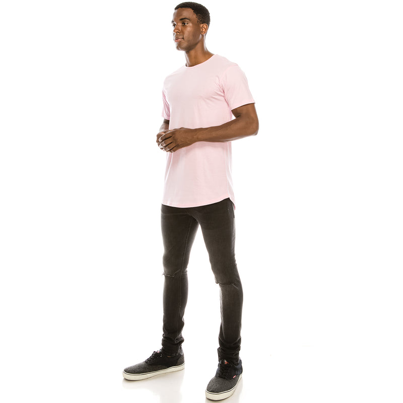 Drop Cut Longline T-Shirt (Pink)