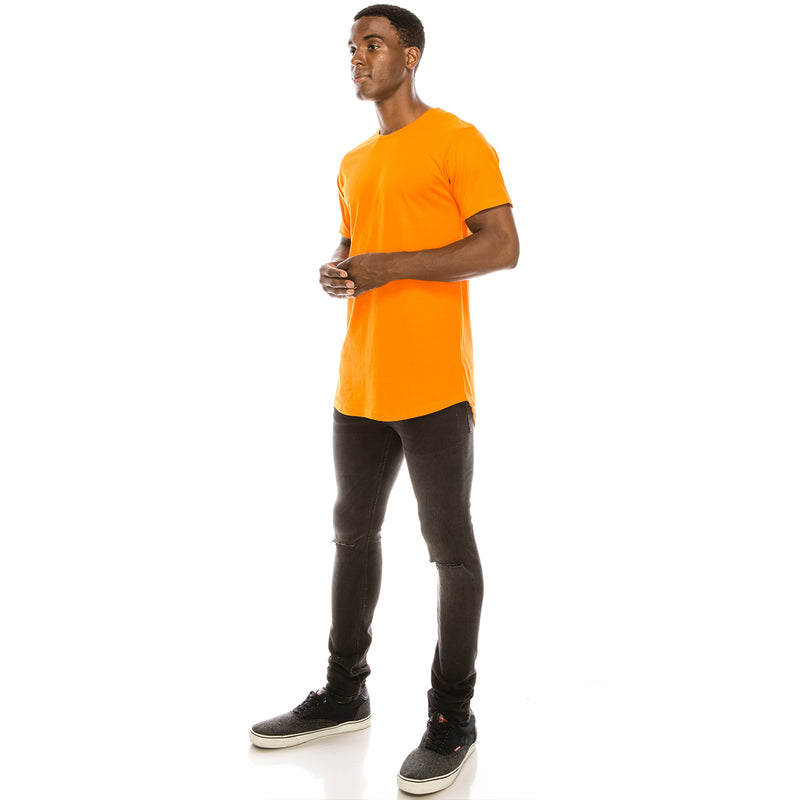 Drop Cut Longline T-Shirt (Orange)